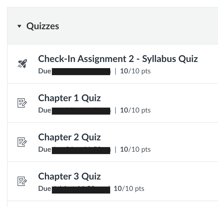 MyStatLab quizzes list showing perfect scores, 10 out of 10 points, on every quiz, completed with our expert's help. Due dates redacted for student privacy.